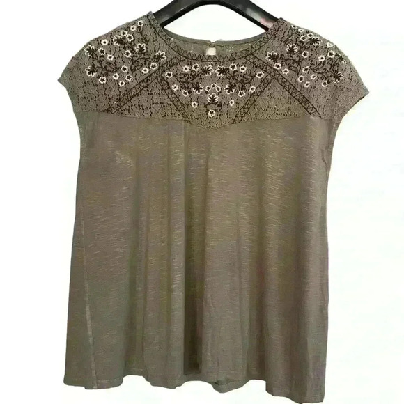 Torrid Super Soft KnitsTop Size 00(M/L) Olive Green Crocheted Embroidered Casual - Picture 1 of 9